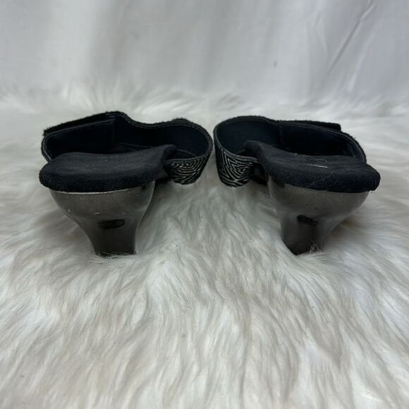 Helle Comfort Kitten Heel Graphic Print Adjustable Mules Slides Sz 40/US 9.5-10 - Picture 3 of 6